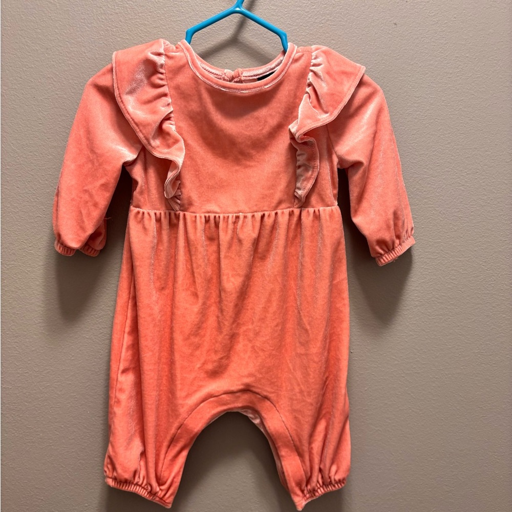 Coral Ruffled Baby Romper